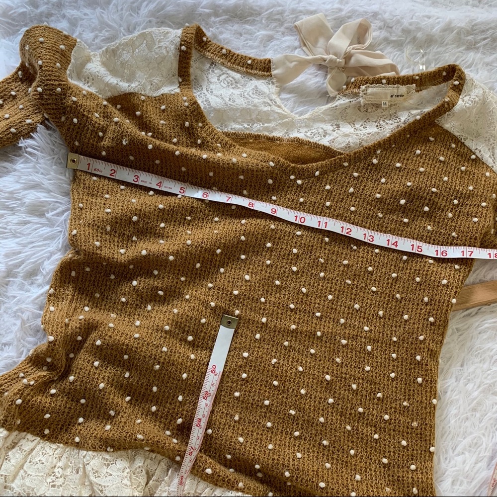 Areve Langley mustard lace skirt sweater medium - Picture 7 of 8